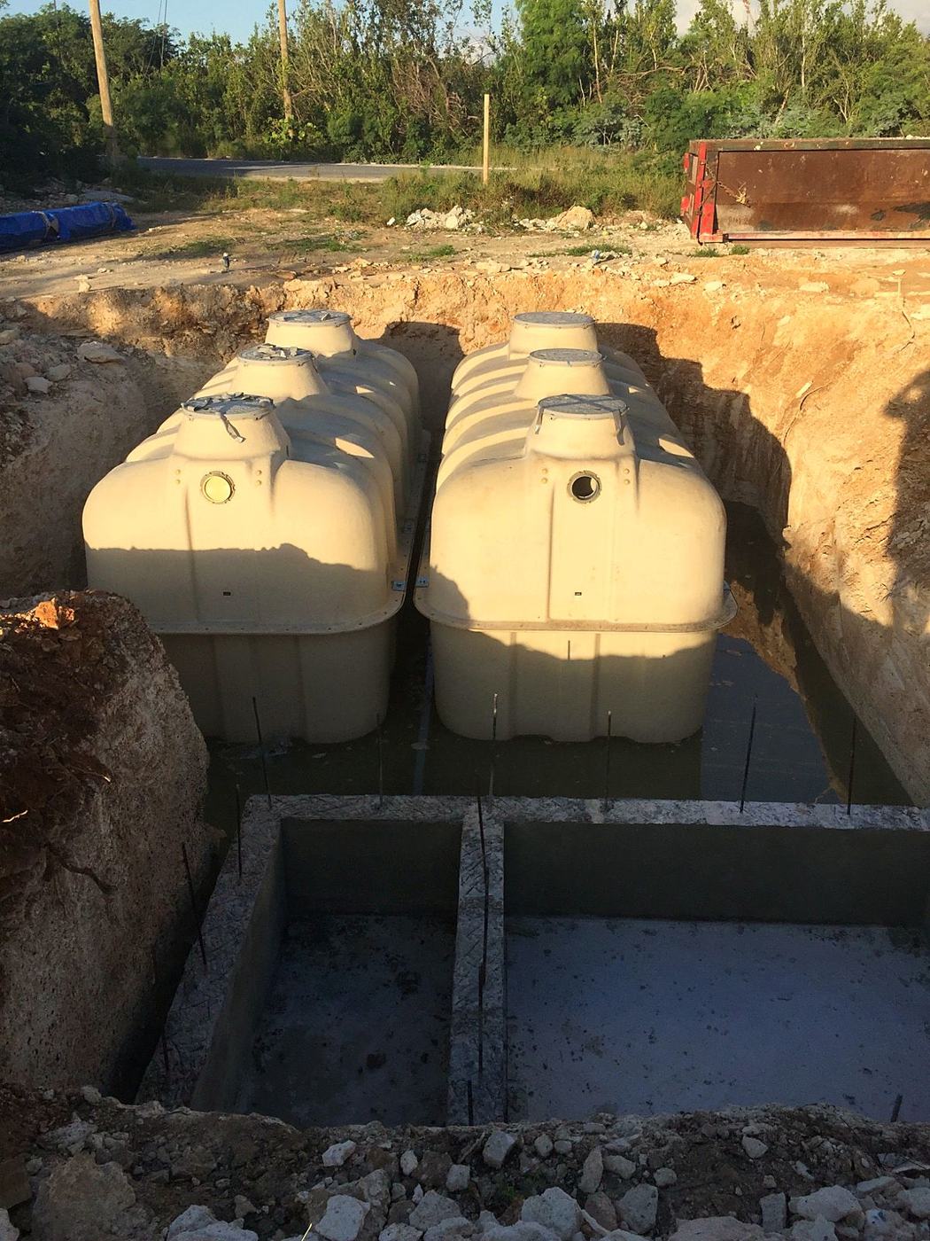 Multi-tank Fuji Clean installation set in a large excavation