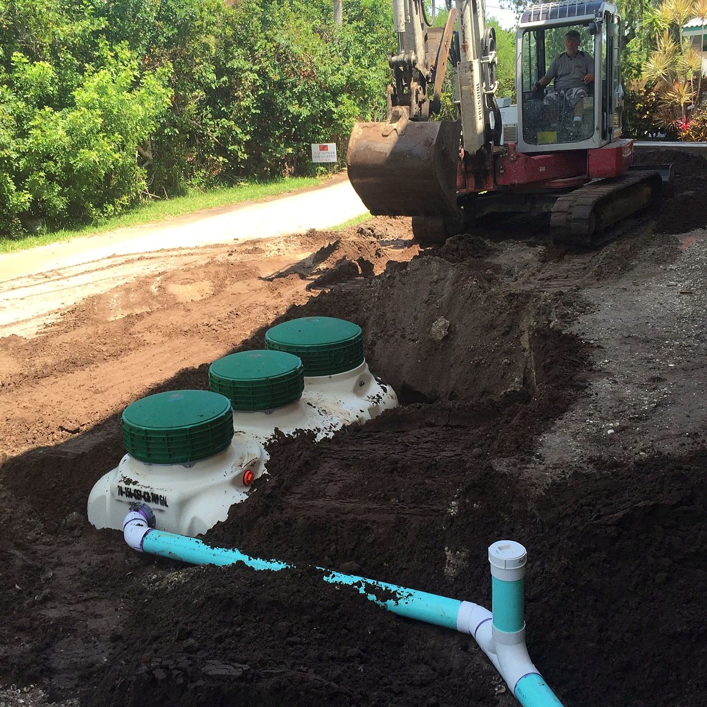 Fuji Clean advanced treatment unit being set on a South Carolina job site