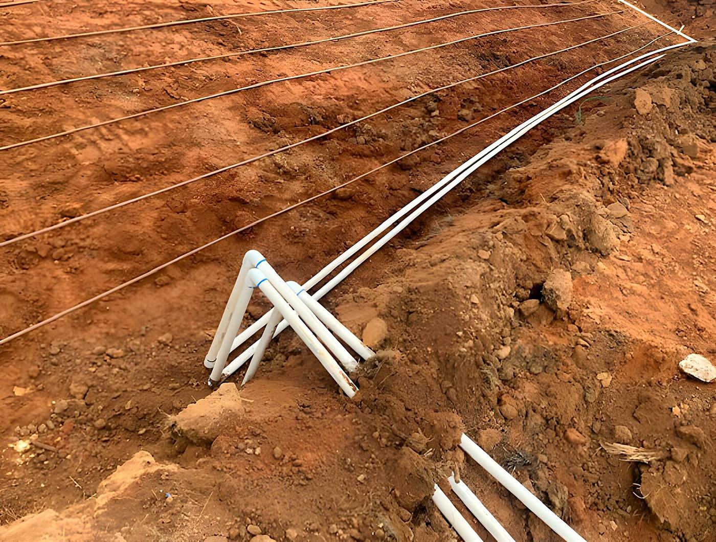 Drain-field repair in progress